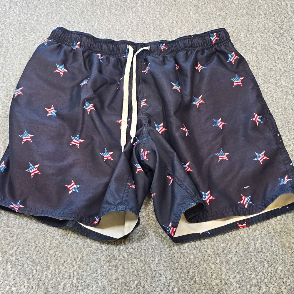 City Streets Mens Large American Flag Stars Swimming  Shorts